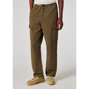 PAUL SMITH Pants Mens Medium Khaki Green Cargo Cotton Linen Relaxed Trouser $295